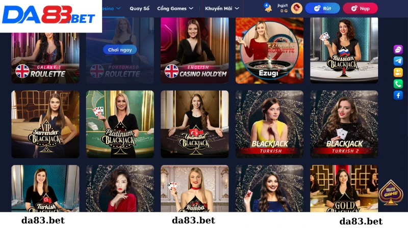 Kho game tại sảnh Live Casino Da83